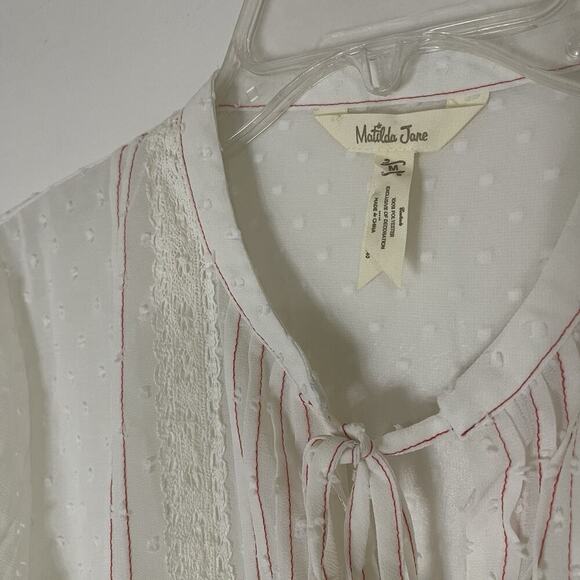 Matilda Jane Top Light The Way Tunic Swiss dotted sheer ivory tunic size medium - Picture 2 of 4